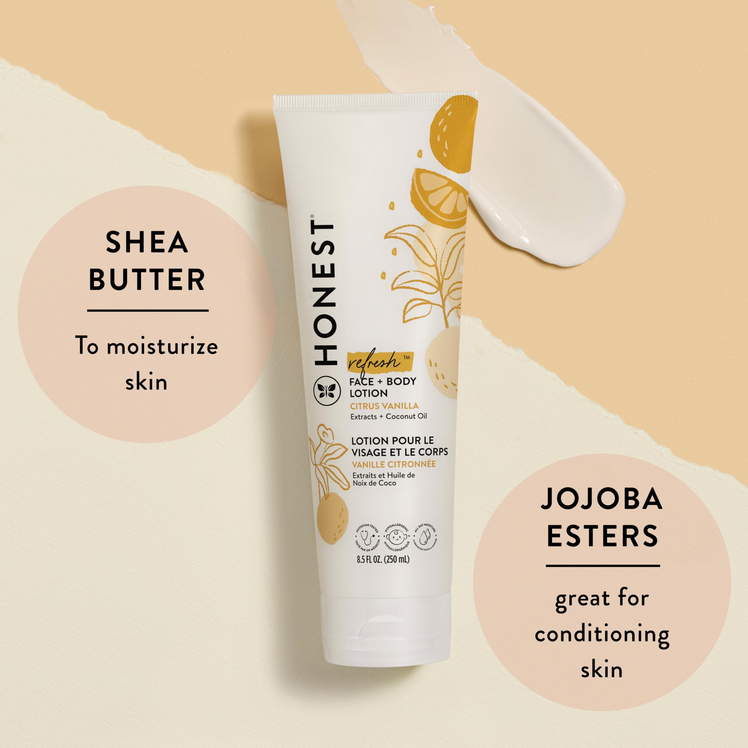 The Honest Company 2-in-1 Cleansing Shampoo + Body Wash and Face + Body Lotion Bundle | Gentle for Baby | Naturally Derived | Citrus Vanilla Refresh, 18.5 fl oz