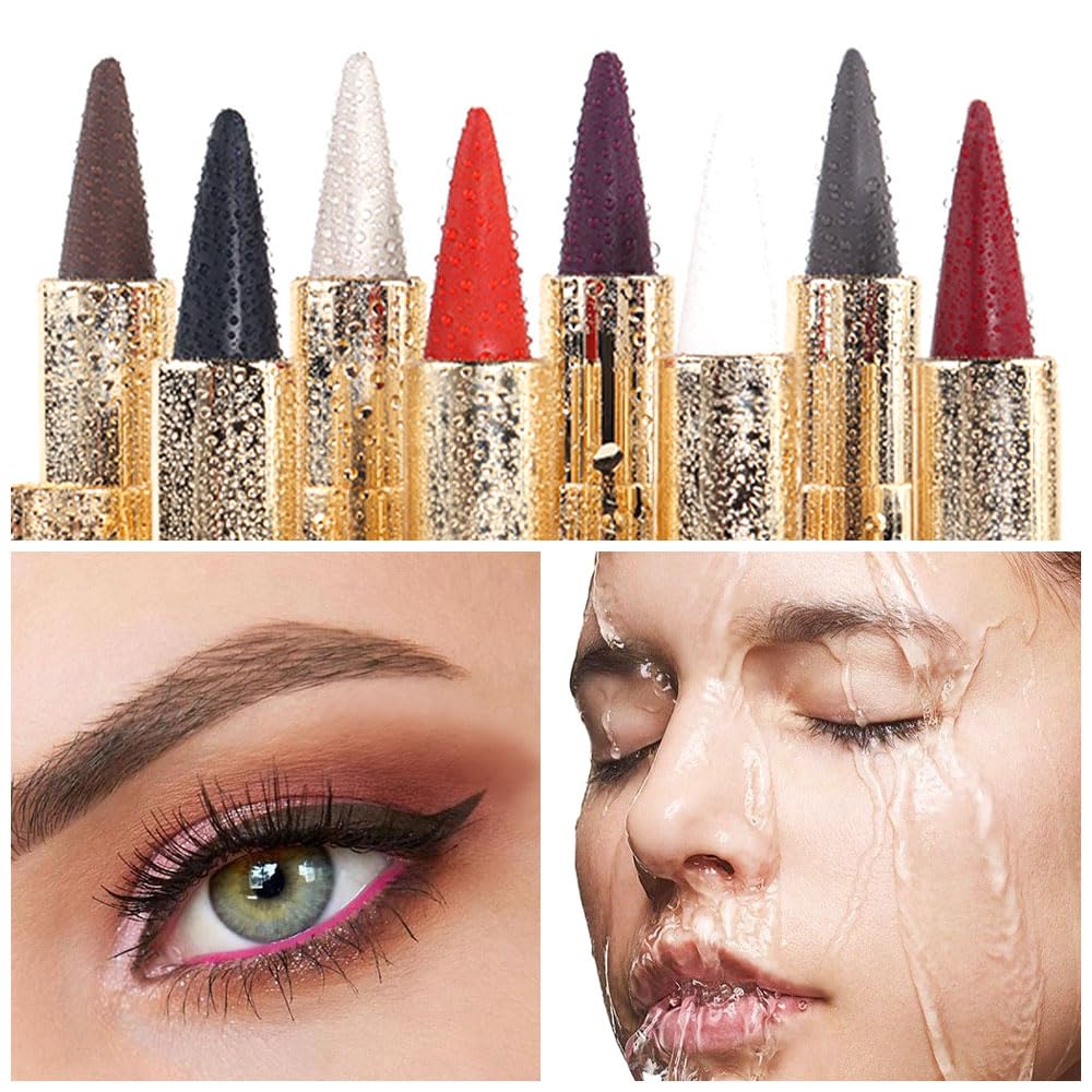 Kaely Brown Gel Eyeliner Pencil,Waterproof Smudge Proof Eye Liner Pen,Cat Eye Goth Halloween Makeup,Eye Black Face Paint Lipstick Crayon,Color Colorful Eyeliner Eyeshadow Stick,03