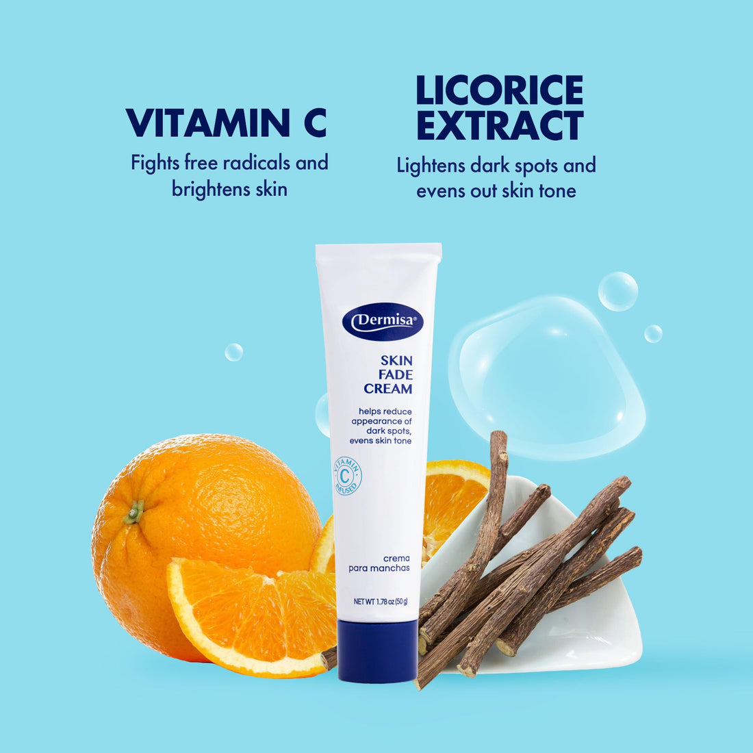 Dermisa Skin Fade Cream with Vitamin C | Helps Reduce Dark Spots and Age Spots | All Skin Types | 1.78 OZ | Pack of 1