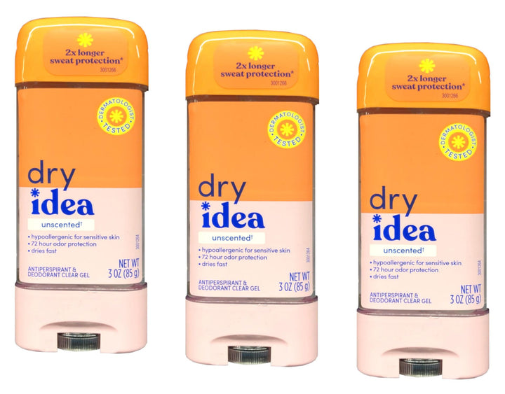 Dry Idea AdvancedDry Unscented Antiperspirant & Deodorant Clear Gel 3.0FL OZ (Pack of 3)