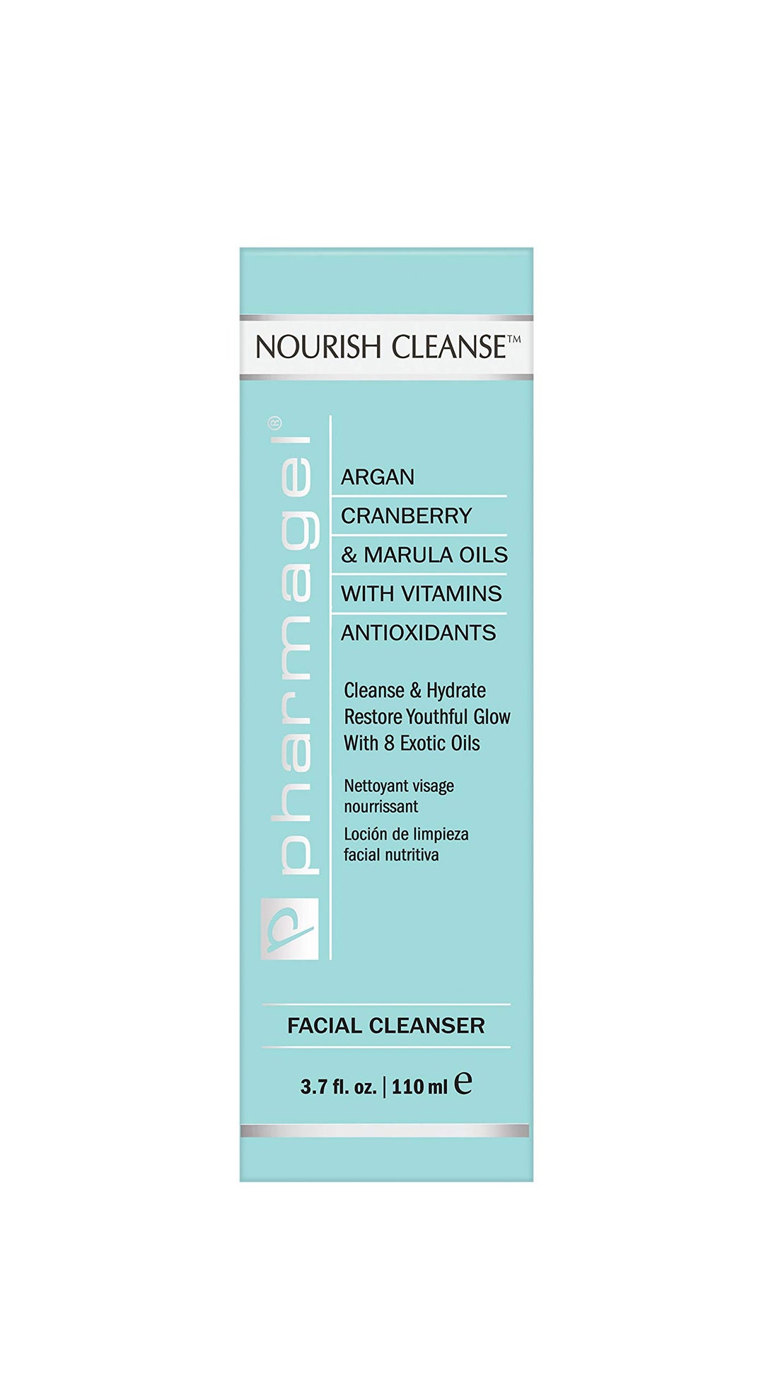 Pharmagel Nourish Cleanse Hydrating Facial Cleanser | Face Cleanser & Makeup Remover | Natural Face Wash for All Skin Types ââ‚¬â€œ 3.7 oz