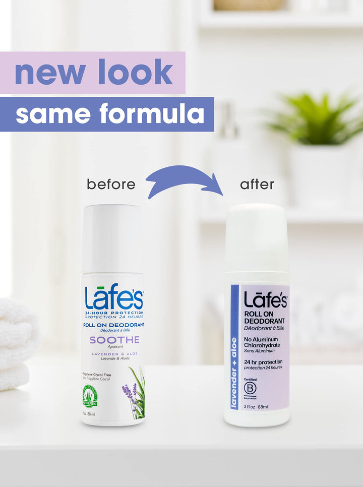 Lafe's Soothe Roll On Deodorant (Pack of 2) With Aloe Vera, Witch Hazel, and Mineral Salts, 2.5 oz Each