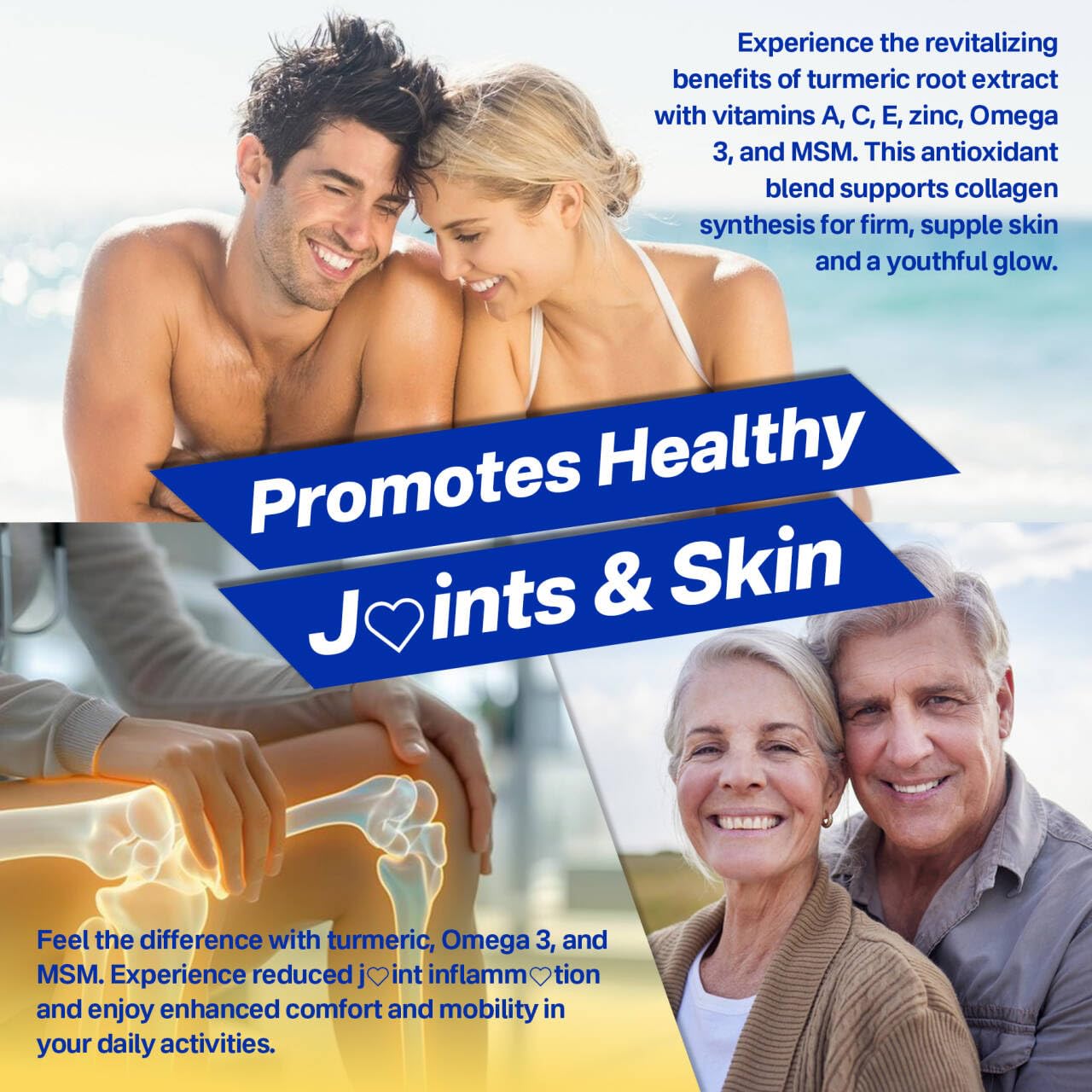 Vegan Omega-3 Gummies 1000mg + Turmeric - Omega 3 Fish Oil Alternative for Adults - Algae Omega DHA 600mg & EPA 300mg, Vitamins A, C, E, Zinc & MSM, Sugar Free, 60 Cts