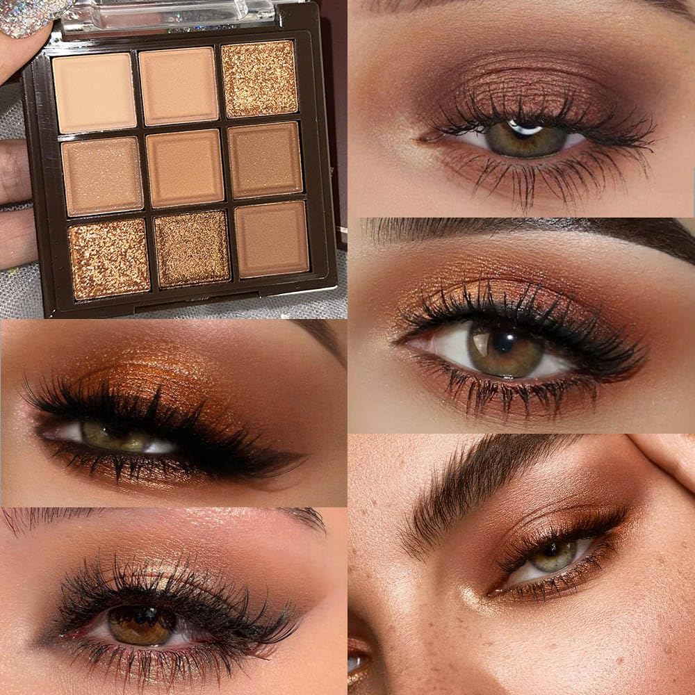 CAKAILA Neutral Nude Brown Eye Shadow Palette,Rose Gold Dark Brown Bronze Naked Cream Eyeshadow Palette Makeup,Highly Pigmented Natural Eyeshadow Palette for Brown Eyes Long Lasting Naturing-Looking