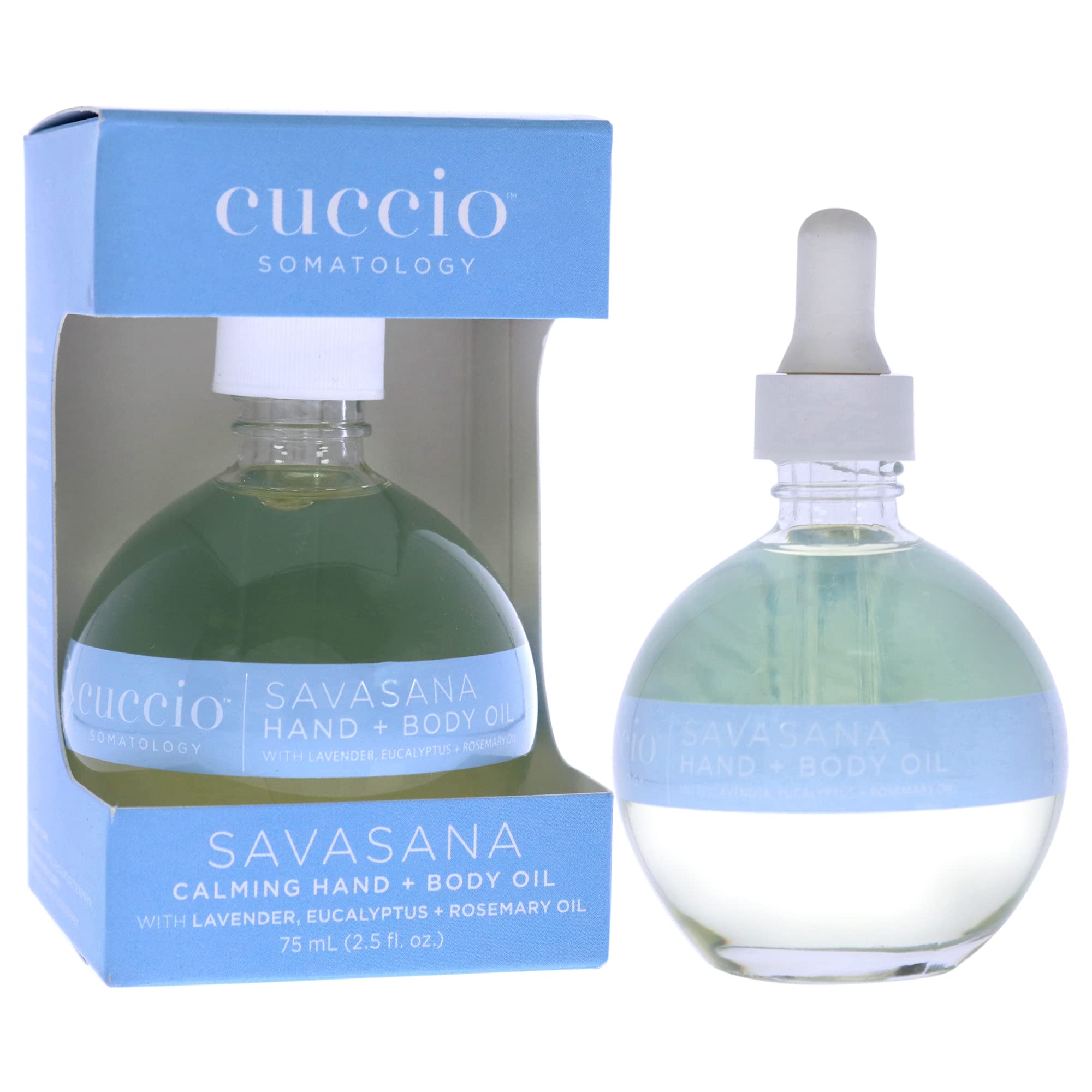 cuccio SOMATOLOGY Savasana Calming Hand and Body Oil - Intensely Moisturizing And Hydrating Blend - Made With Lavender, Eucalyptus, And Rosemary Oils - Soothe Your Mind And Nourish Your Body - 2.5 Oz