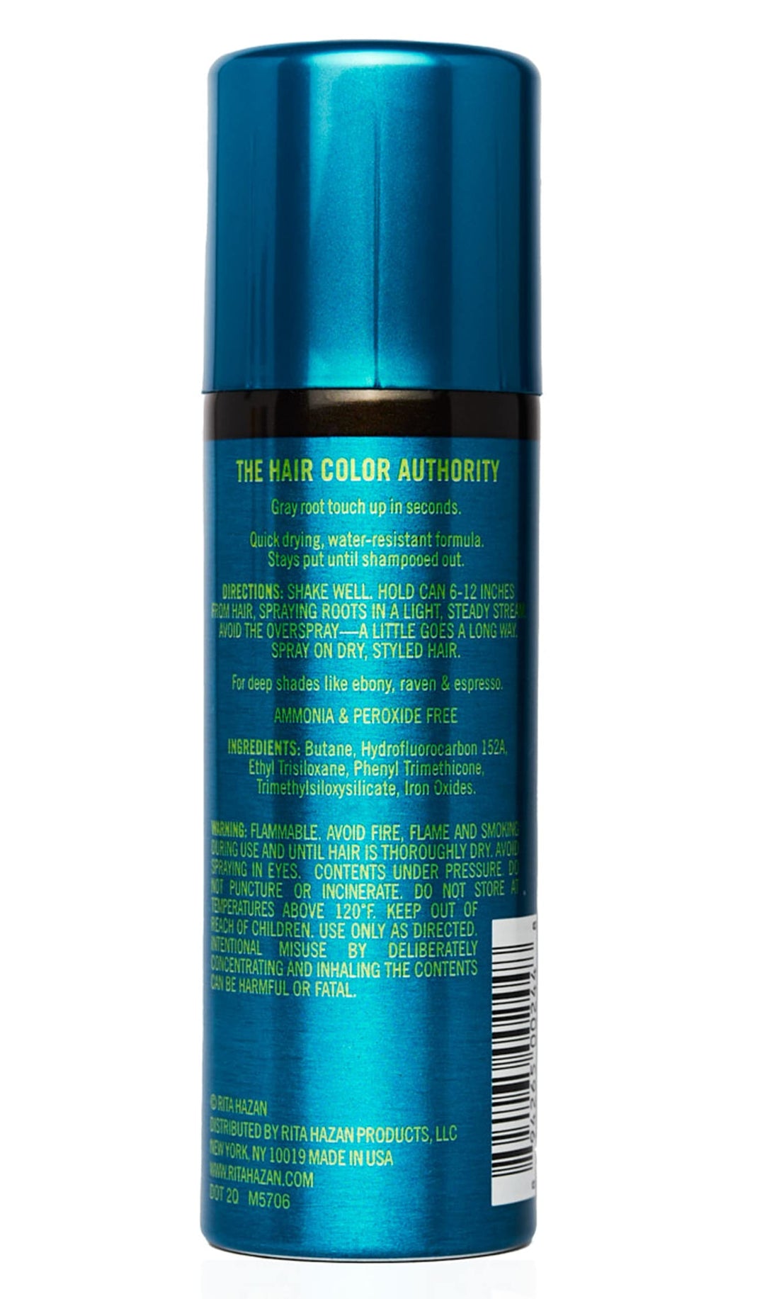 Rita Hazan Root Concealer Touch Up Spray - Instant Spray To Cover Up Roots - Quick Drying, Water-Resistant Formula - Temporary Hair Color Spray for Gray Roots - 2 oz. Root Spray Dark Brown/Black