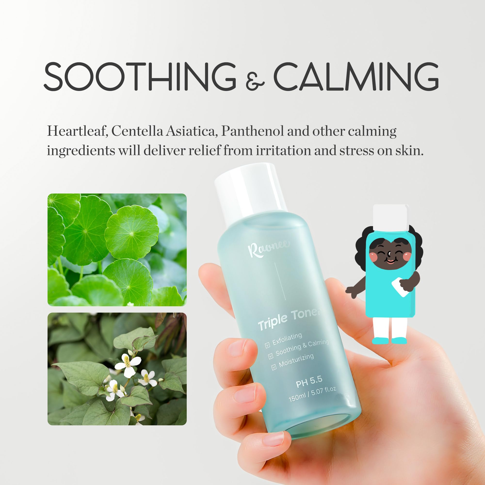 K-Beauty Triple Toner - Exfoliating, Soothing & Calming, Moisturizing, pH 5.5 Balanced with AHA, BHA, PHA, LHA - Lightweight, Non-Sticky - Daily Toner for All Skin Types- Fragrance free5.07 fl.oz