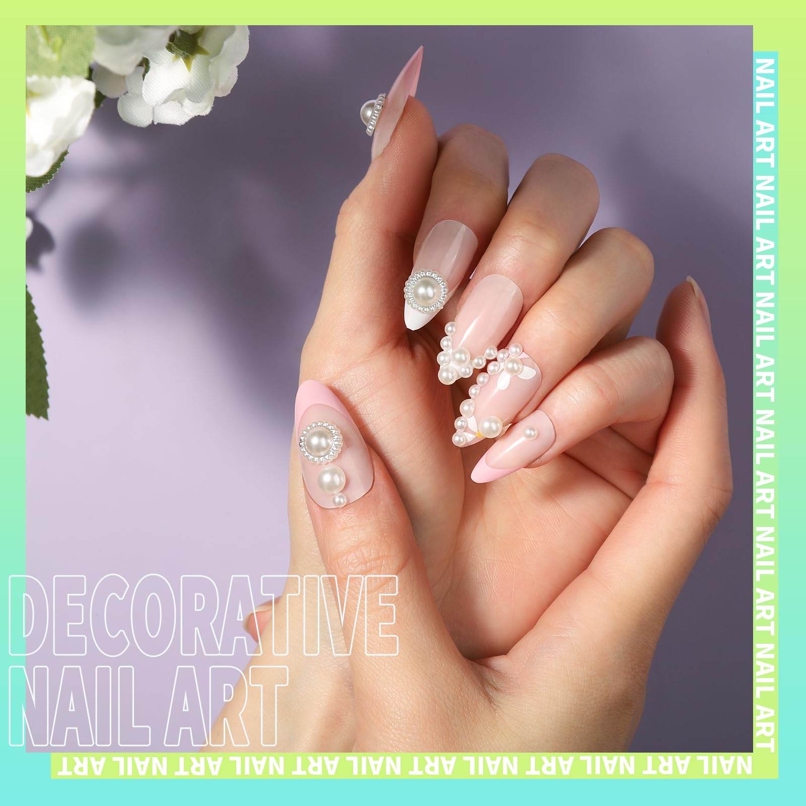 Teenitor Face Gems Self Adhesive Rhinestones for Makeup, Jewels, Stick On Pearls Hair Gems, Pearl Rhinestones Stickers for Hair, Eye, Body, Parties Makeup