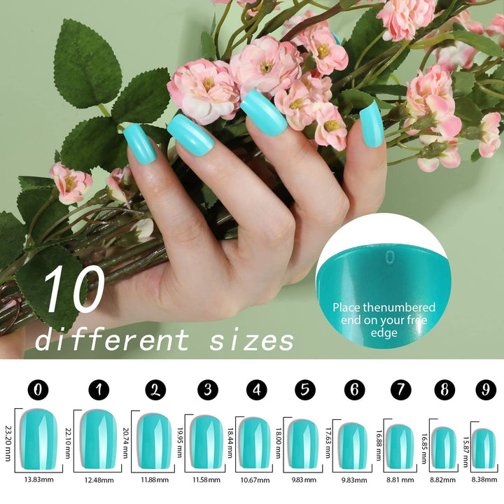 FANDAMEI 24 Colors Press on Nails Square, 24 Packs 576PCS Press on Nails Medium Square Glossy, Lightweight Natural Fake Nails Full Cover, False Nails with Glue, Short Square Acrylic Press on Nails