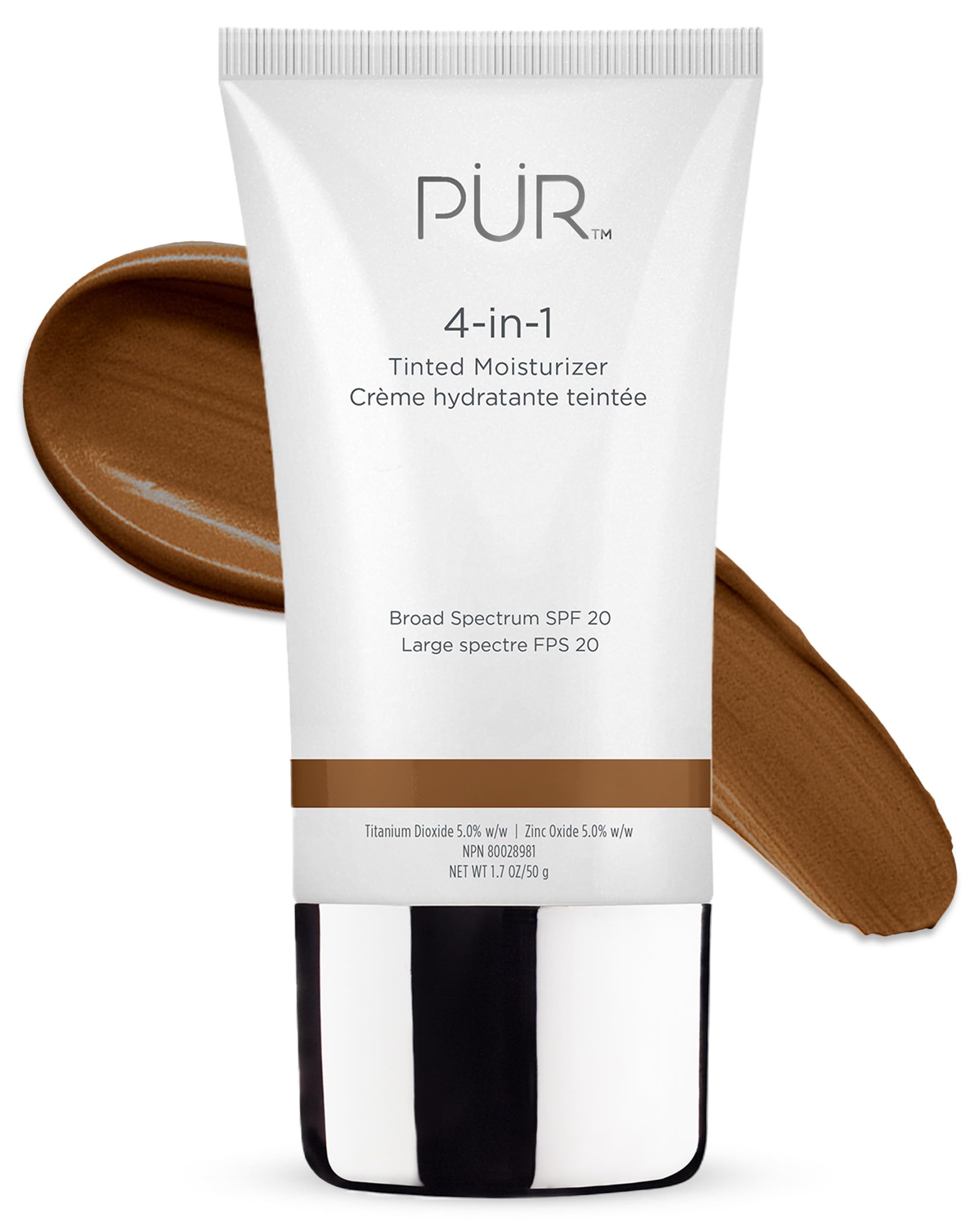 PÃƒÅ“R 4-in-1 Tinted Moisturizer With SPF 20 - Hydrating Face Moisturizer, Primer, & Foundation With Shea Butter, Aloe Vera & Vitamin B3 - Vegan Friendly - Free of Paraben, Gluten & BPA - Dark Almond