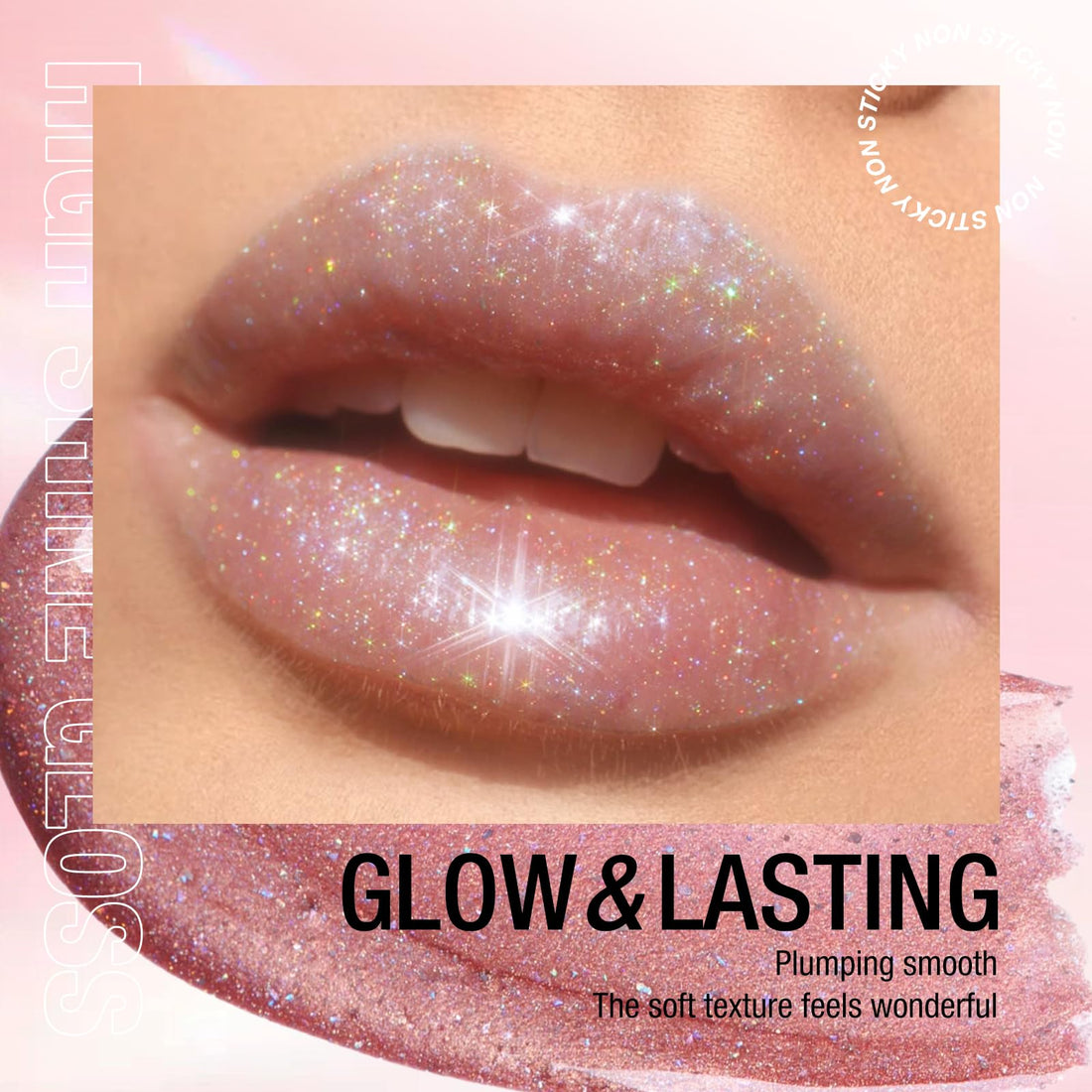 LANGMANNI 6 Colors Diamond Glitter Lip Gloss Set,Long Lasting High Shine Shimmer Liquid Lipstick Set,Hydrating,Moisturizing Lip Gloss Kit Gift Makeup For Girls(#05+06+07+08+09+10)