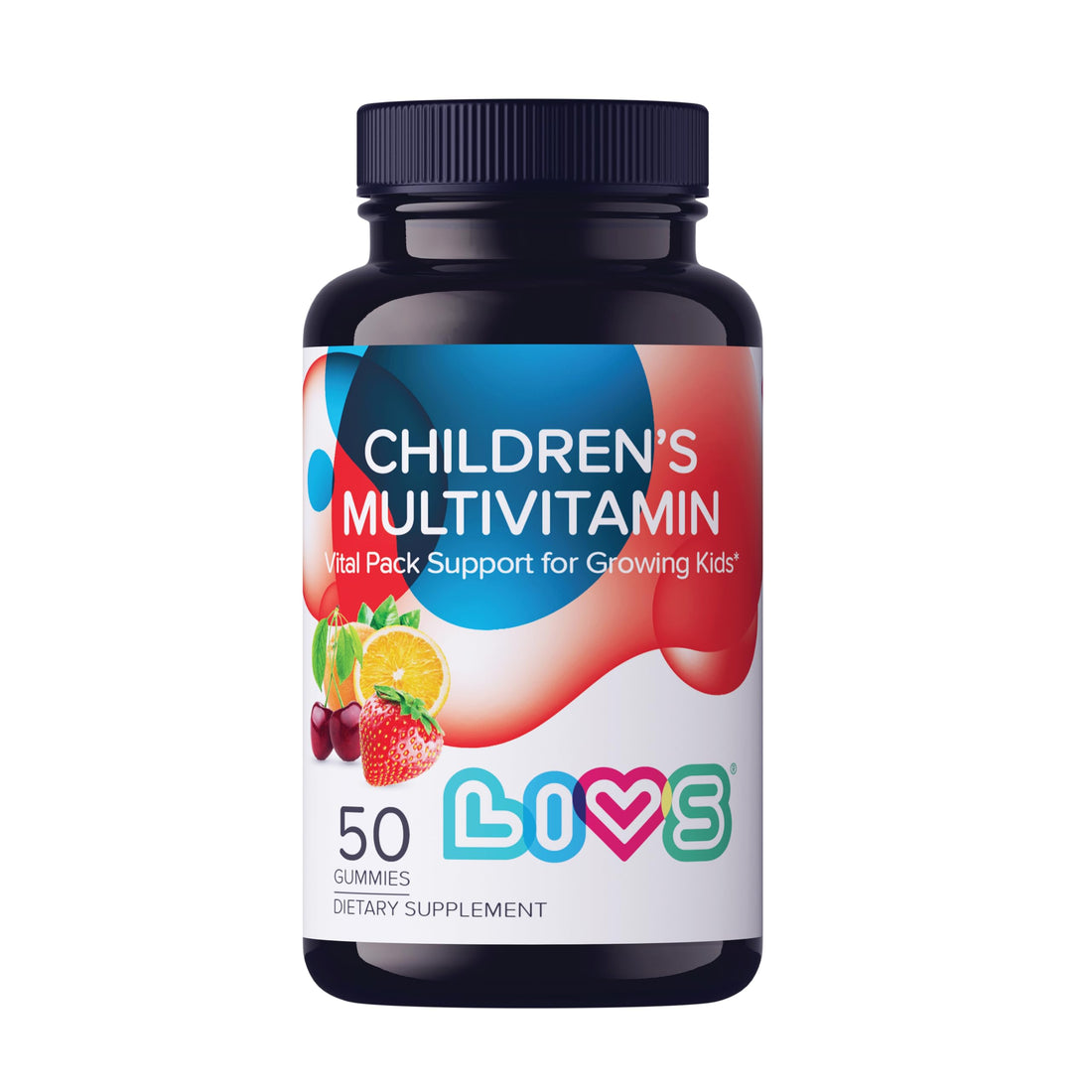 LIVS Children's Multivitamin Gummy Vitamin - Kids Multivitamin Gummies, All-Natural, Gluten-Free, Non-GMO | for Kids - Strawberry, Orange, & Cherry Flavored, 50 Count