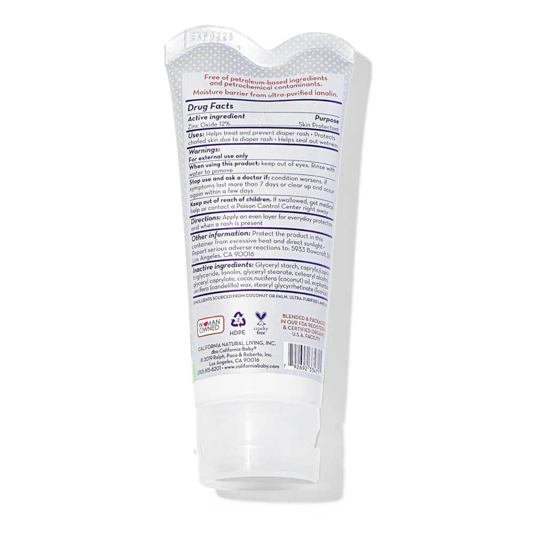 California Baby Super Sensitive Diaper Rash Cream | 100% Bio-Based | Zinc Oxide Ointment | Unscented Diaper Cream | Cloth Diapers Safe | 82 g / 2.9 oz