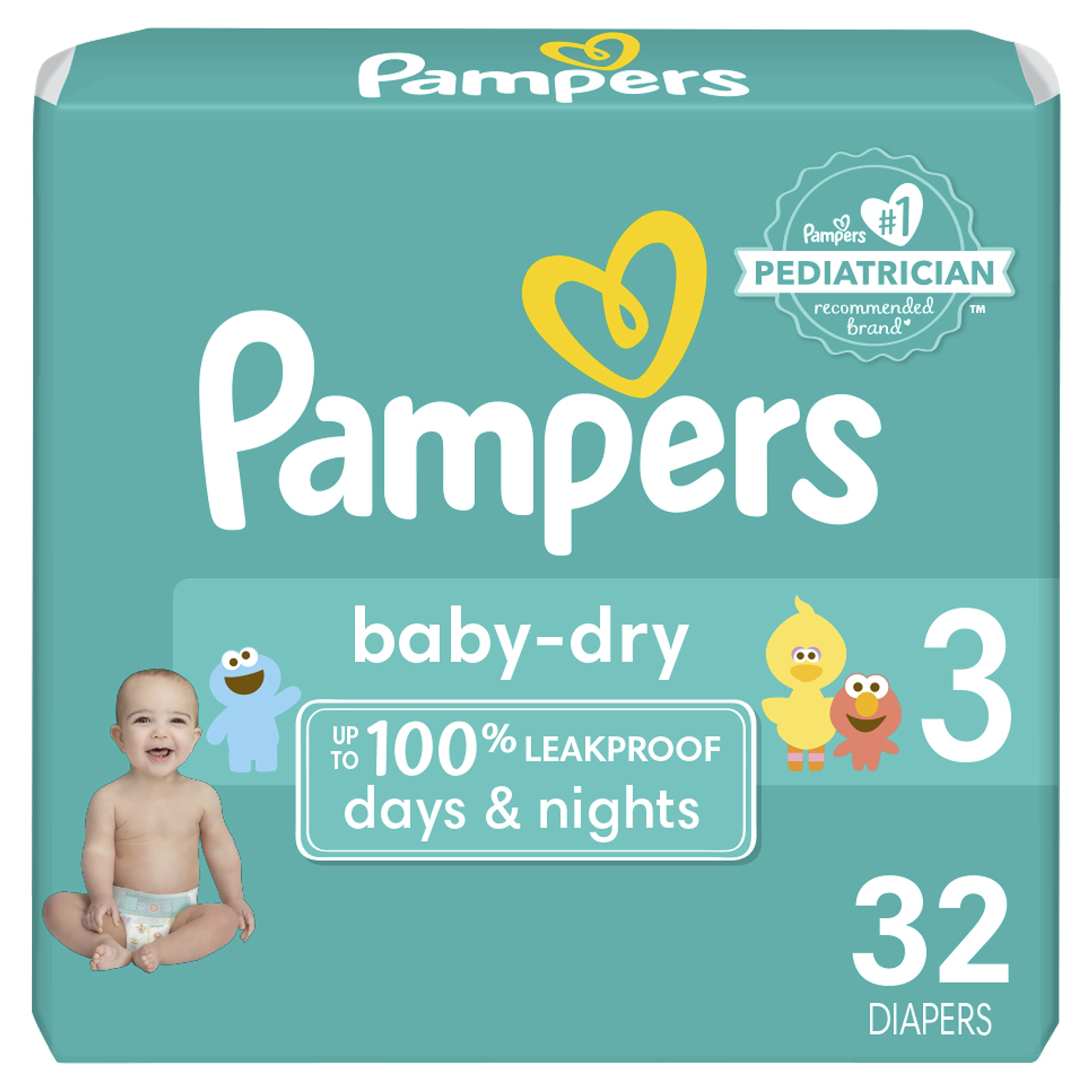 Pampers Baby-Dry Disposable Diapers Size 3, 32 Count, JUMBO