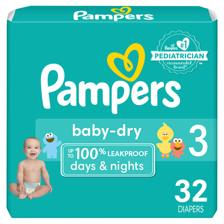 Pampers Baby-Dry Disposable Diapers Size 3, 32 Count, JUMBO