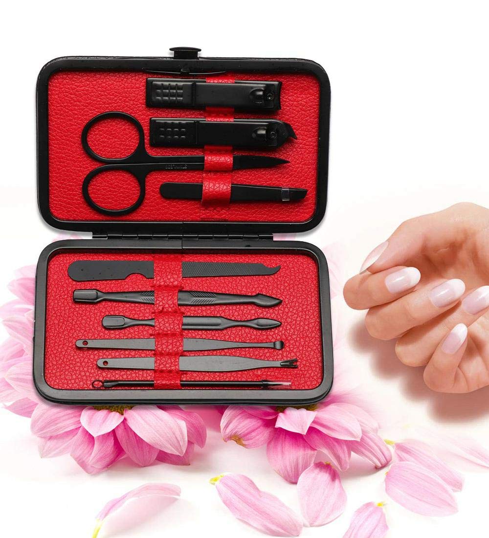Manicure Set Pedicure Manicure Kit 10 in 1 Professional Sharp Nail Clippers Stainless Steel Thick Nail Cutter & File Scissors for Men &Women Fingernails & Toenails with Portable Cas