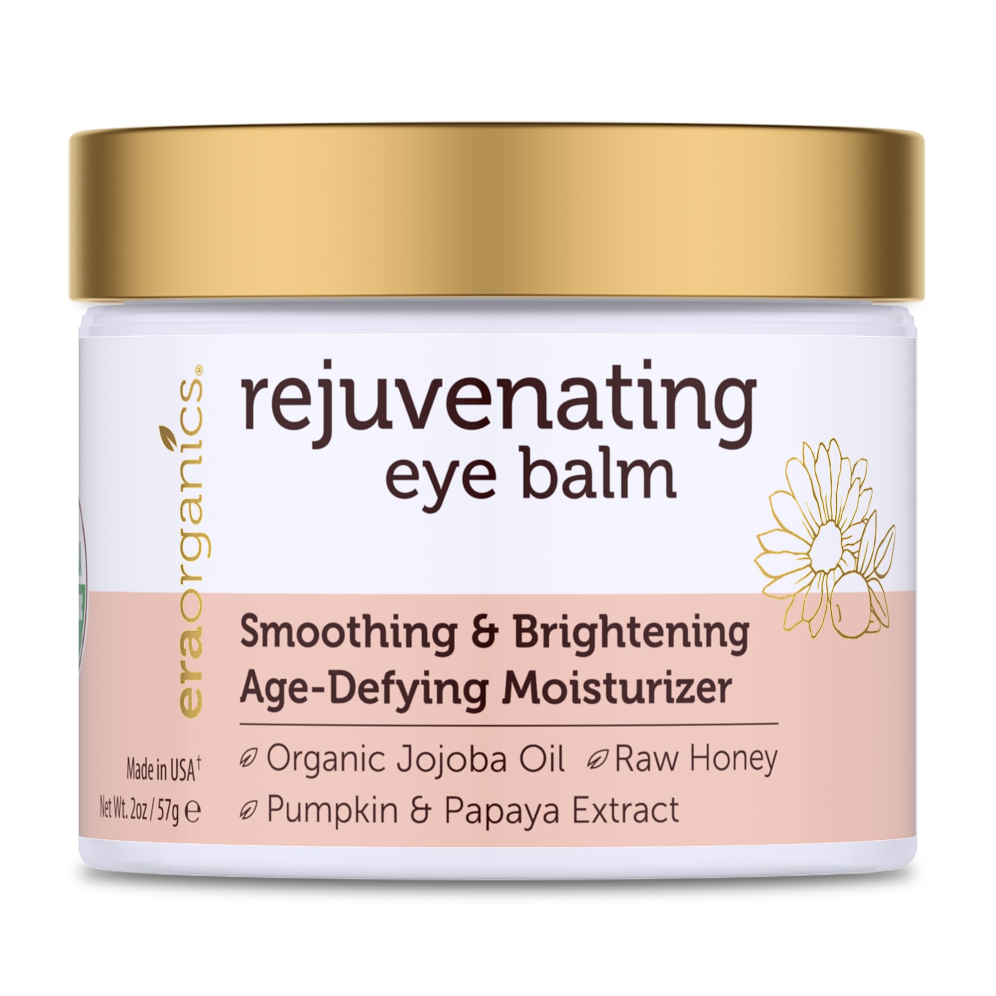 Rejuvenating Eye Cream (2oz.) Extra Nourishing & Moisturizing USDA Organic Anti Aging Eye Treatment for Dark Circles, Under Eye Bags, Puffiness & Wrinkles with Jojoba Oil, Argan Oil & More
