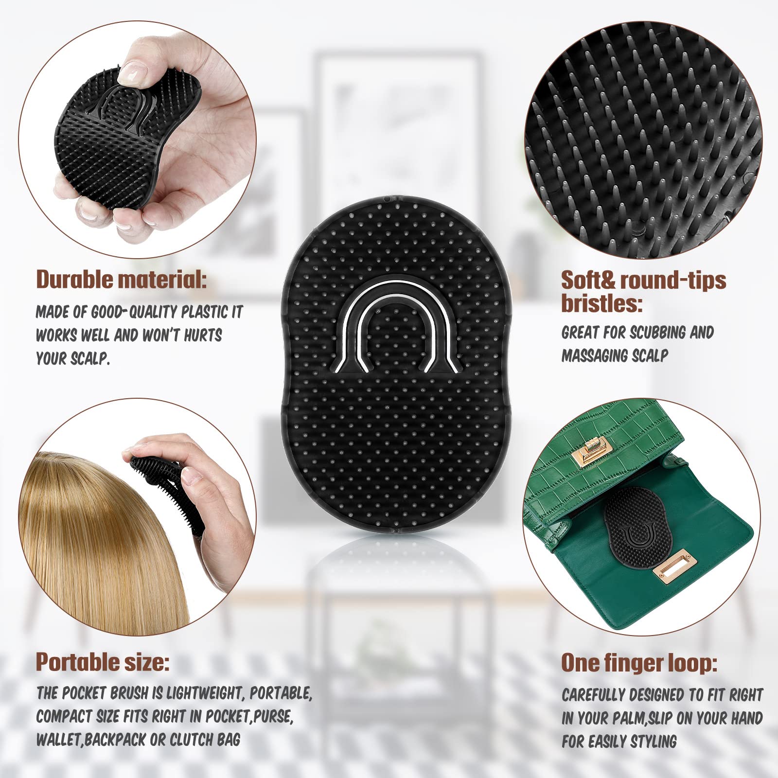 Boao 12 Packs Men's Hand Combs with Portable Soft Scalp Massage Brush for Hair, Travel, and Pets (Black)