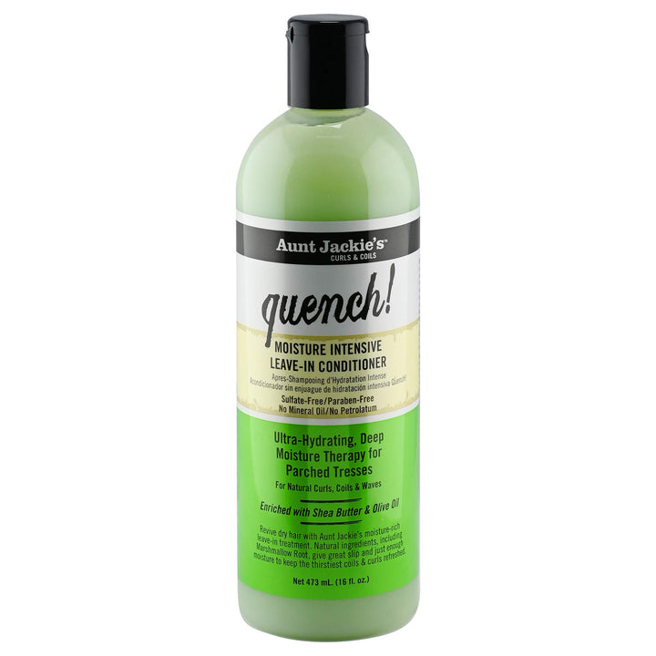 Aunt Jackie's Curls and Coils Quench Moisture Intensive Leave-In Hair Conditioner for Natural Curls, Coils and Waves, Enriched with shea Butter, 16 oz