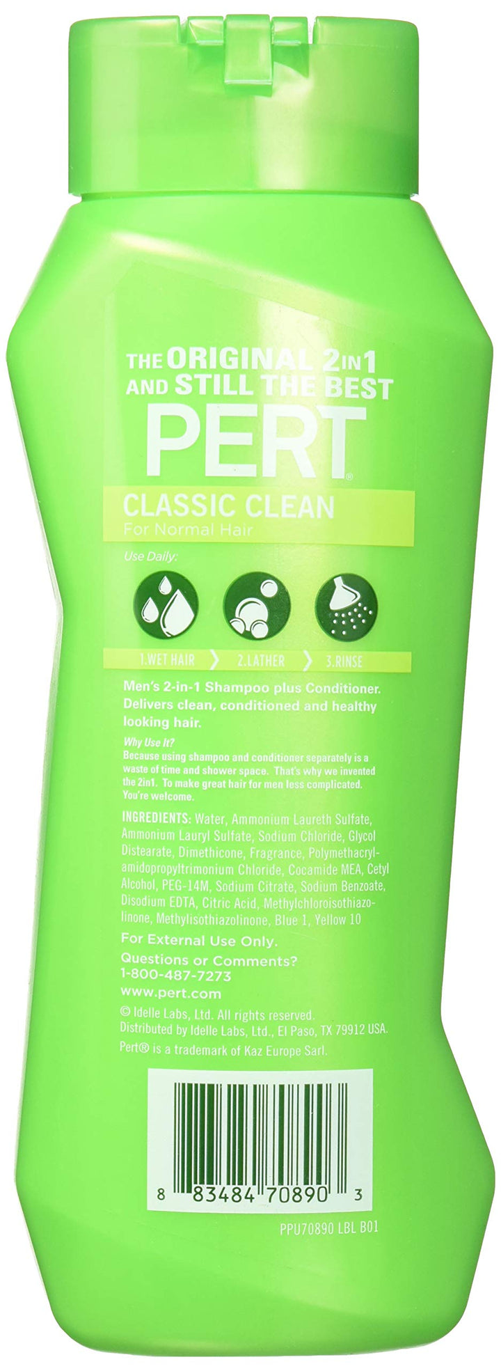 Pert Plus 2in1 Shampoo + Conditioner, Medium, for Normal Hair, 25.4 Ounce Bottles (Pack of 4)