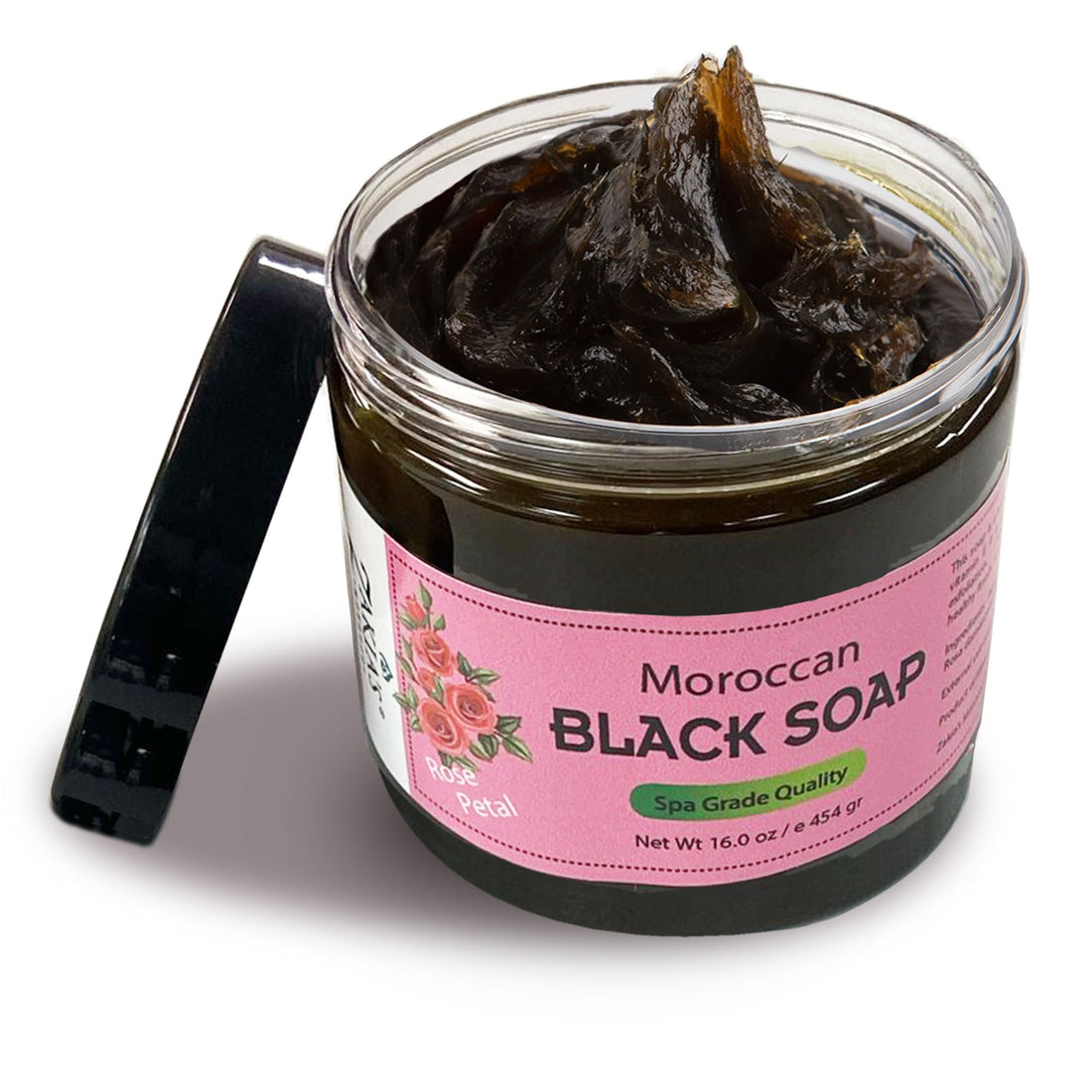 Moroccan Black Soap - Rose -16 oz value size