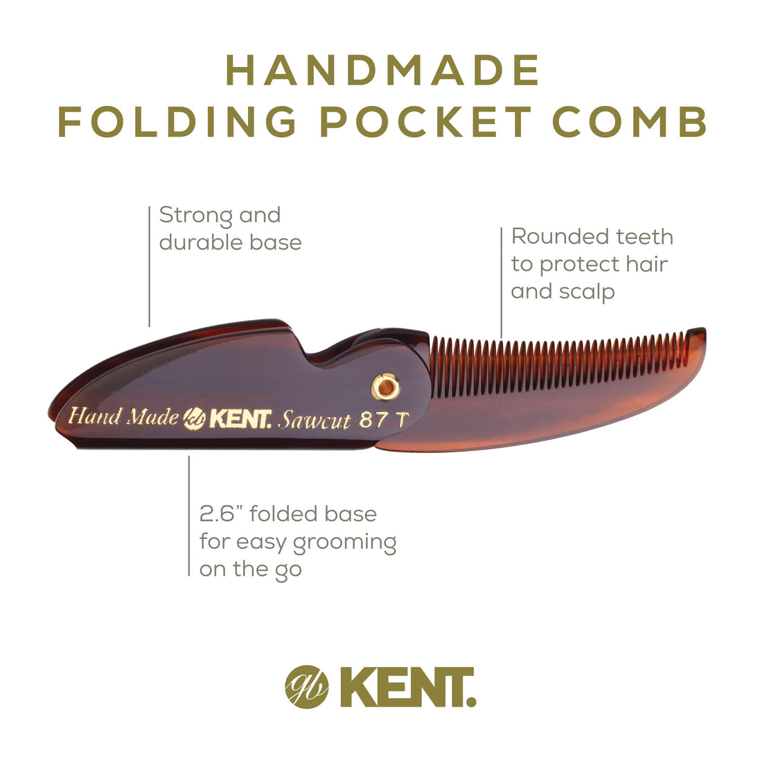BRAND NEW LIMITED EDITION KENT 87T FOLDING BEARD & MUSTACHE COMB