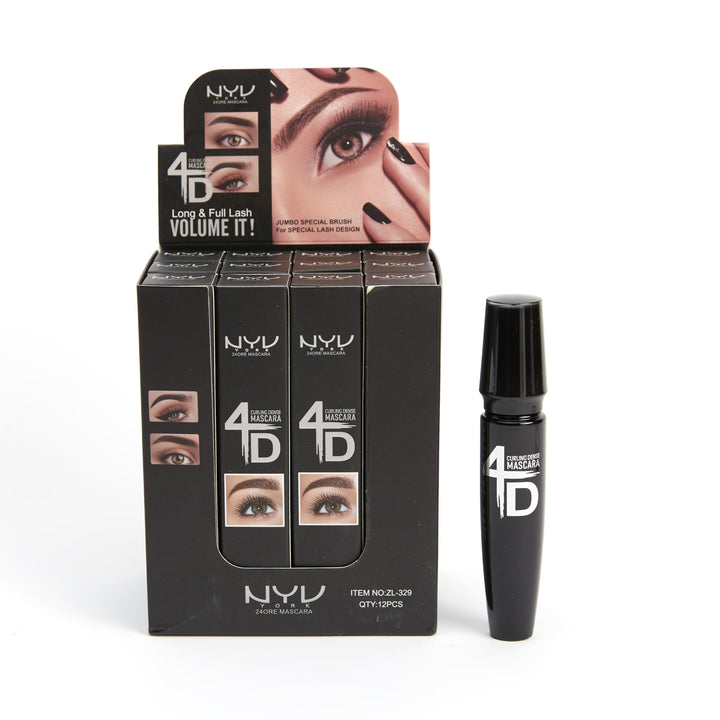 4D Mascara for Eyes & Eyebrows – Water Resistant Volumizing, Smudge-Proof Formula with Jumbo Special Brush - Long-Lasting Lash Fixation, Peptide Care, Hypoallergenic, Washable, Safe for Sensitive Skin