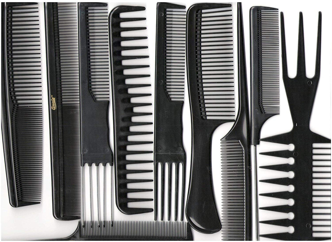 annie 10 Piece Professional Comb Set color - Black -