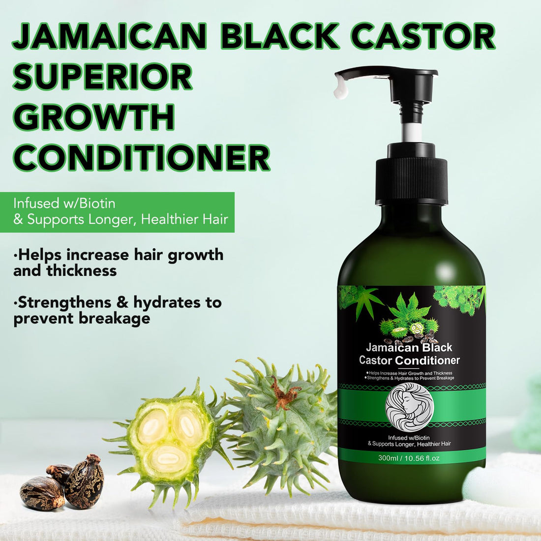 RTBYUE Jamaican Black Castor Oil Shampoo and Conditioner Set, Strengthen & Restore, Growth Shampoo 10.56 fl.oz & Conditioner 10.56 fl.oz Gift Set 2-PC Boxed Set Hair Care Collection