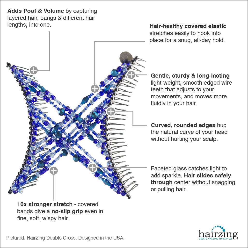 Original Non-Slip Hair Clip for Thick, Wavy, Naturally Curly Hair - Put Your Hair Up in Seconds with No Damage, Creases, or Pain - Comfy UpDo, Ponytail, French Twist, Bun (Large, Silver Shimmering Be