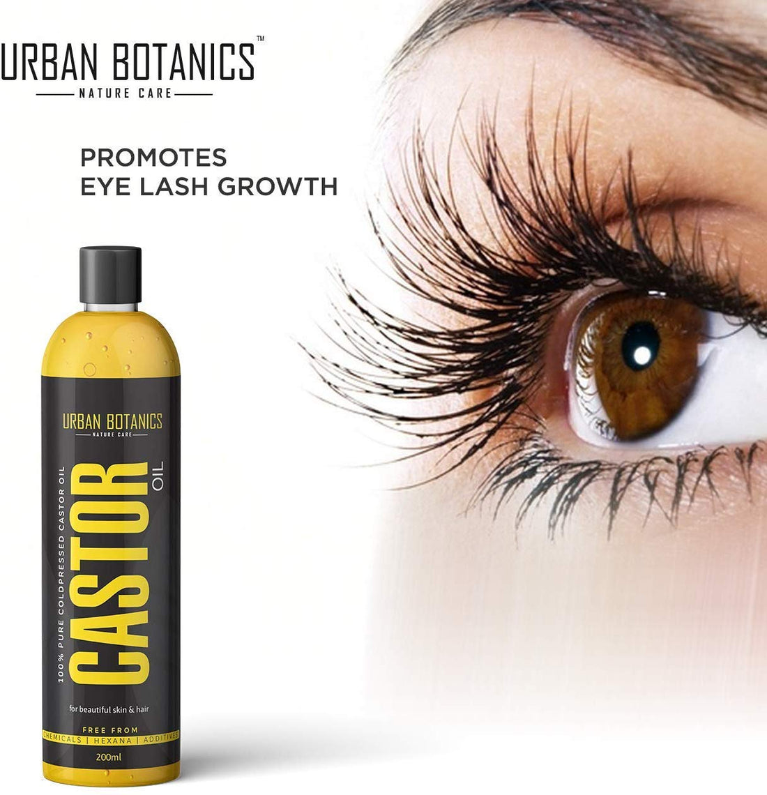 UrbanBotanics® Pure Cold Pressed Castor Oil for Hair and Skin, 200ml