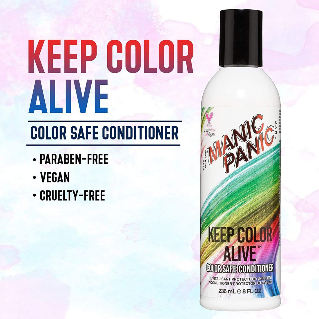 MANIC PANIC Not Fade Away Color Safe Shampoo for Women & Men – Sulfate-Free, Cruelty-Free & Vegan Shampoo for Color Treated Hair – pH Balanced With Nourishing Sunflower & Herbal Extracts (8oz)