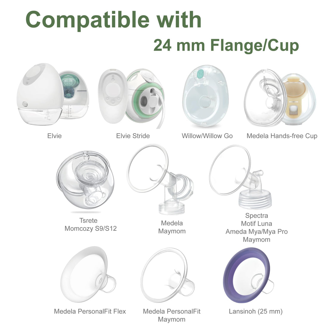 Maymom Flange 17mm Insert Compatible with Medela/Spectra/Elvie/momcozy/tsrete/Willow/Motif Luna/Ameda MYA Breastpump 24mm Breast Shields. Reduce 24mm Niple Tunnel Down to 17mm