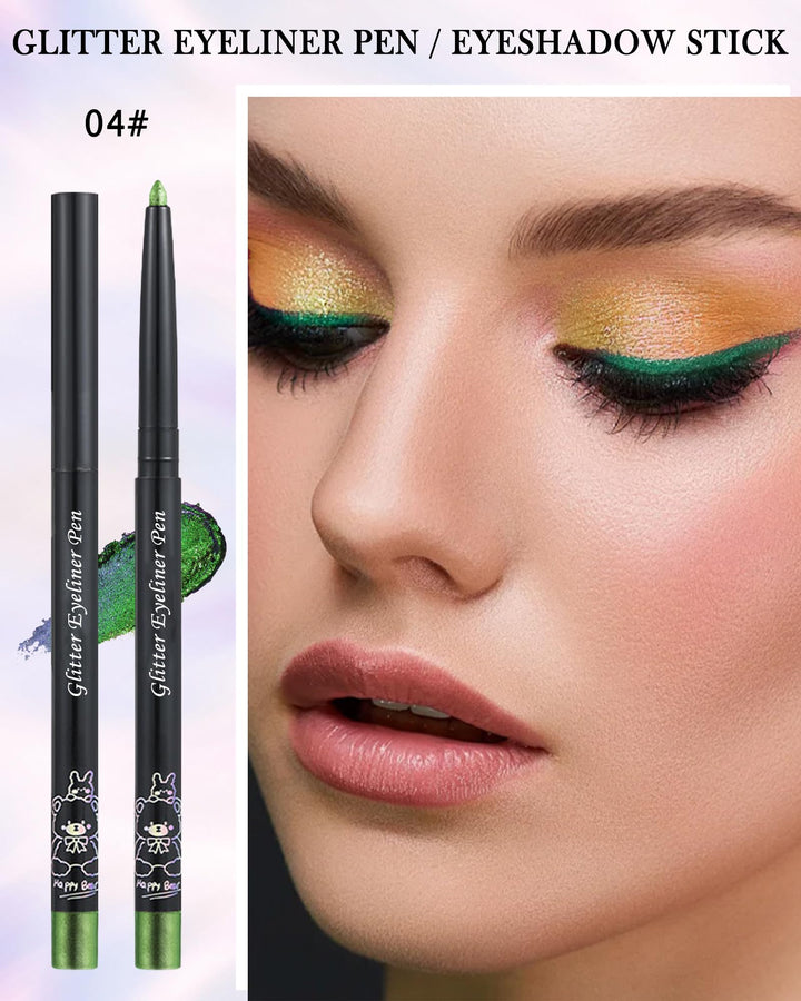 Chameleon Glitter Eyeliner Gel Pencil,Metallic Shimmer Green Yellow Colored Gel Eyeliner Pen,Longlasting Waterproof Eye Liner Eyeshadow Stick Eye Makeup for Women delineador de ojos contra el agua-04#