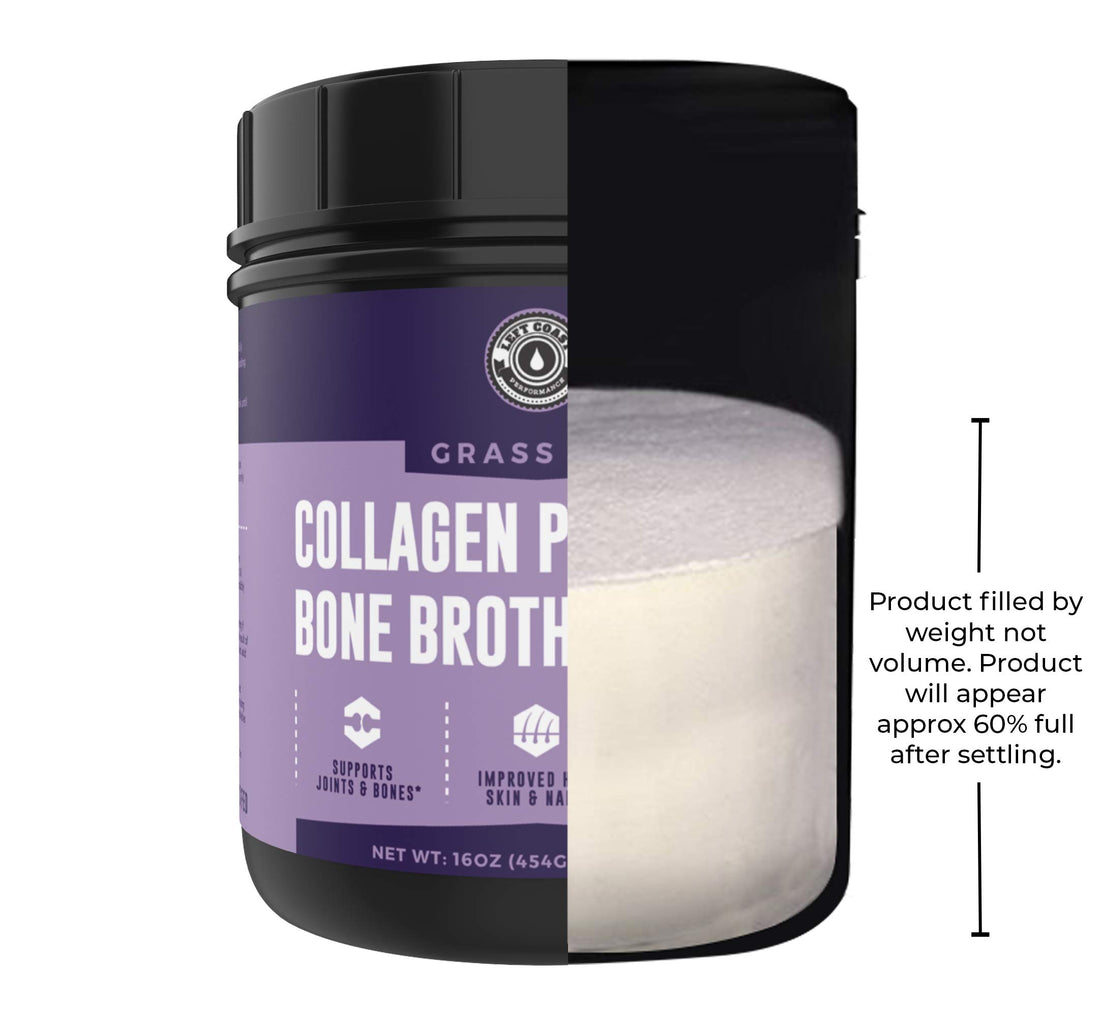 16oz Bone Broth Powder with Grass Fed Collagen Peptides - Unflavoured, Zero Carb, Dairy Free, No Additives, No Fillers - Natural Source Type I and III - Grass Fed Bone Broth Collagen Powder