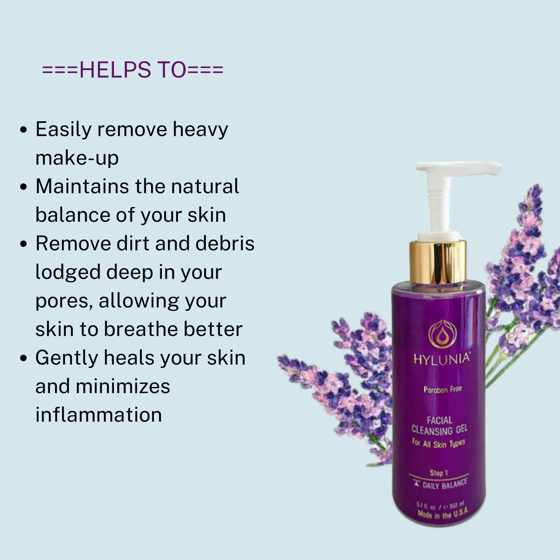 Hylunia Facial Cleansing Gel 5.1 fl oz