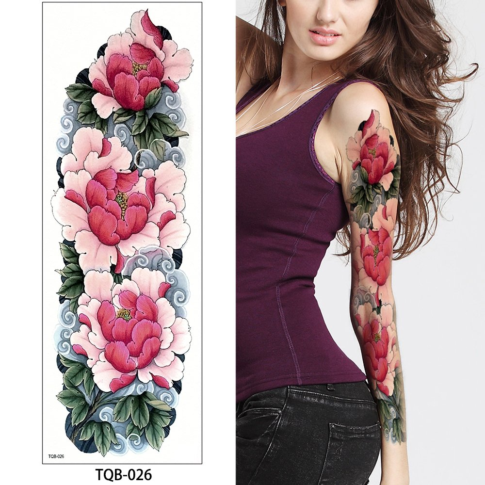 5 Sheets 48x17cm Big Large Full Arm Tattoo Body Sticker Temporary Flower New