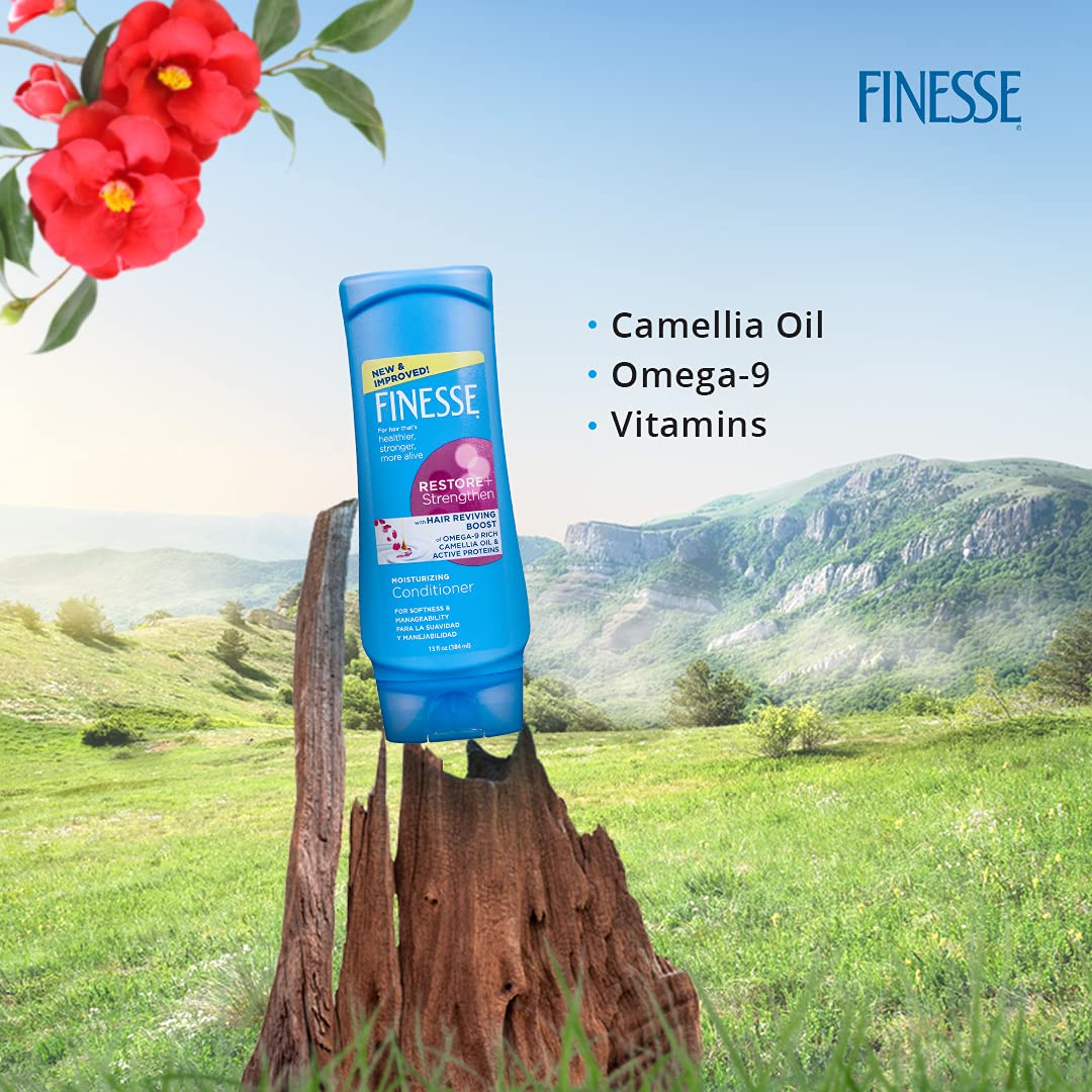 Finesse Moisturizing Conditioner For Healthier, Stronger & Alive Hair Restore & Strengthen With Hair Reviing Boost of Omega 9 Rich Camellia Oil , Active Protiens , 384ml