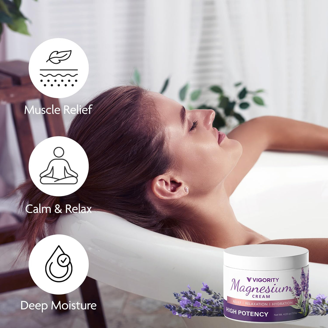 Vigority Magnesium Cream for Sleep: Magnesium Lotion for Leg Cramps - Soothing Magnesium with Lavender, Vitamin E and Shea Butter - Safe for Kids & Pregnant Individuals - 4.23 oz