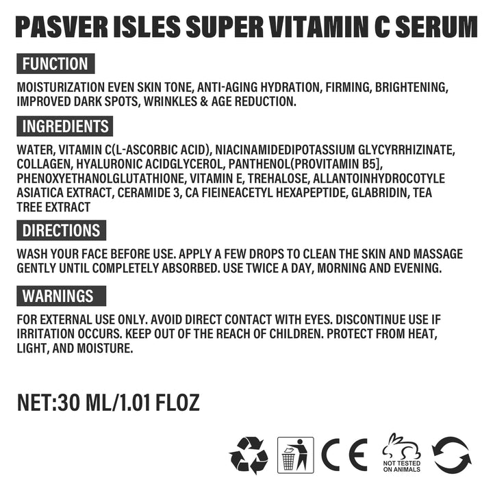 Vitamin C Serum for Face Wrinkle & Age Spots Reduction: All-In-One Hydrating Anti-Aging Formula - Vitamin C, Hyaluronic Acid, Hydrating, Lifting, vibrance super c serum for women over 70