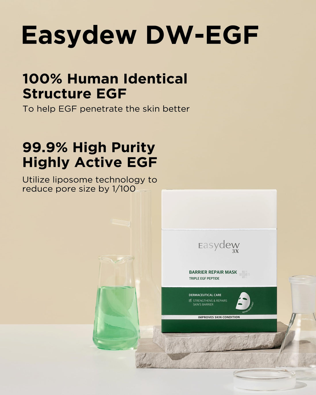 EASYDEW Barrier Repair Mask - Intense Moisture-Rich Face Mask with Revitalizing Cream Essence for Lasting Hydration with EGF Peptide, Ceramides, Hyaluronic Acid, 4 Sheets