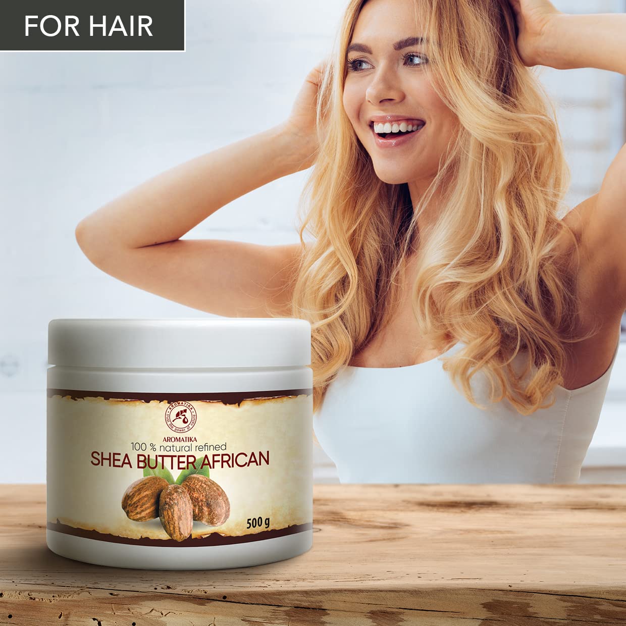 Shea Butter 500g - Refined - 100% Pure & Natural - African Shea Butter - Ghana- Best for Hair - Skin - Lip - Face - Body care - Karite Shea Butter