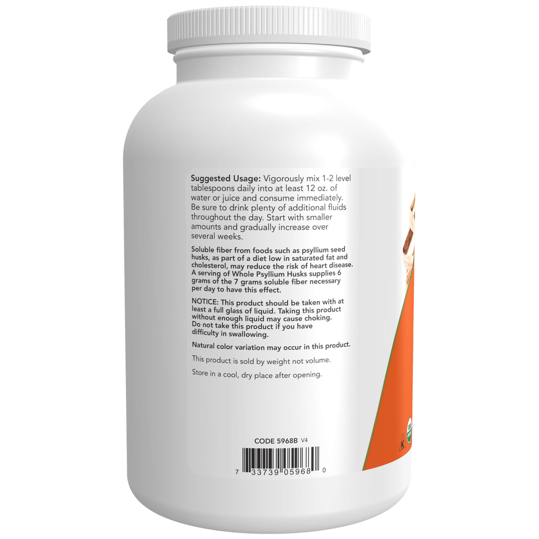 NOW Foods Supplements, Whole Psyllium Husks, Certified Organic, Non-GMO Project Verified, Soluble Fiber, 12-Ounce