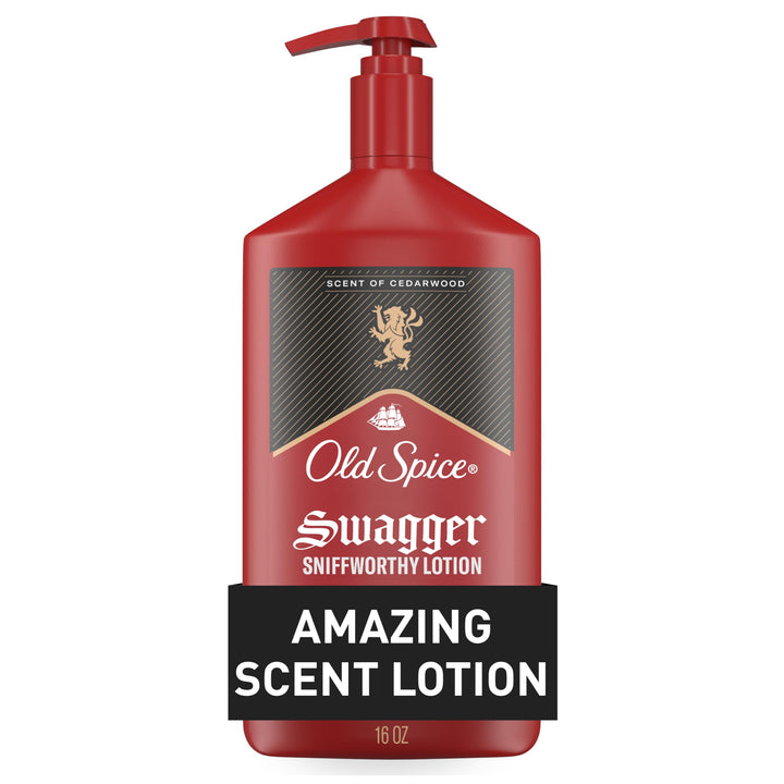Old Spice Hand, Face & Body Lotion for Men, 24/7 Lightweight Moisturization with Amazing Scent, Instant Absorbtion, For All Skin Types, Swagger with Cedarwood Scent, 16 oz