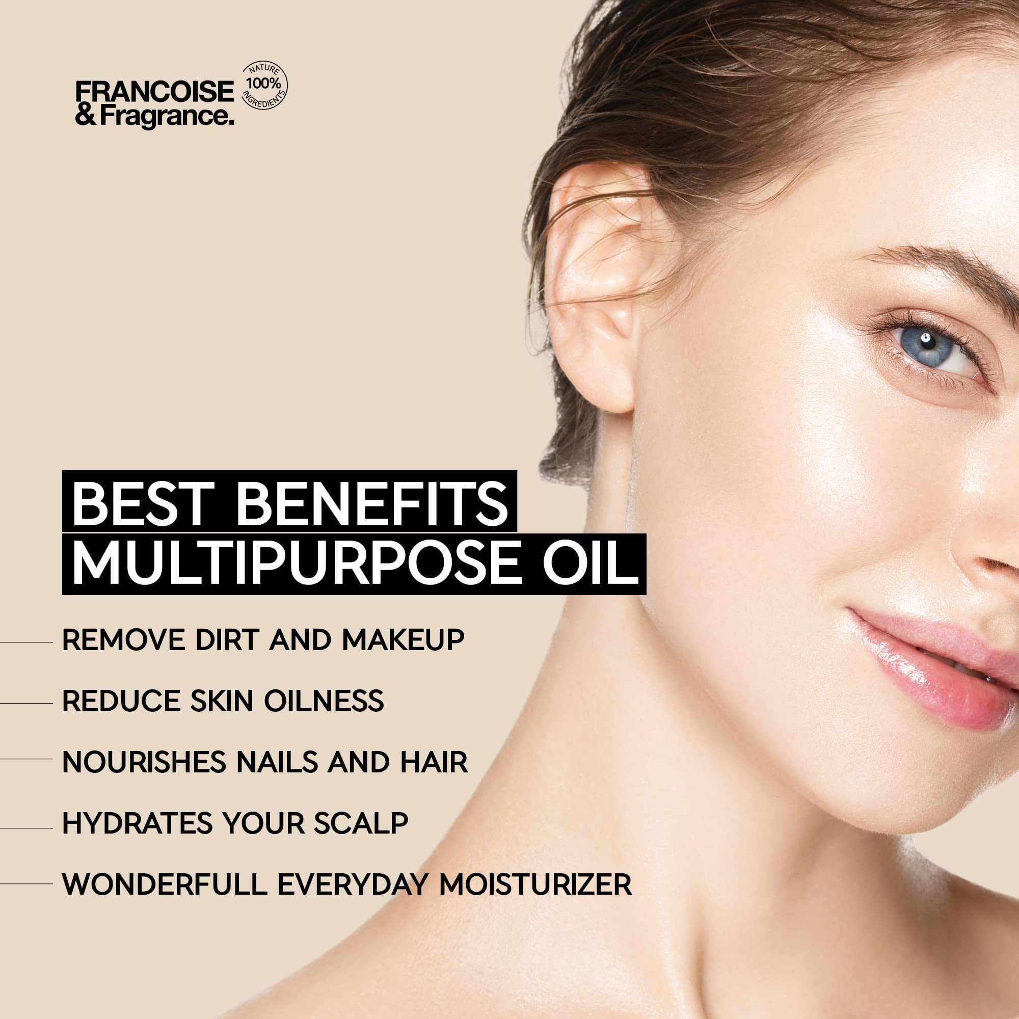 Francoise K-beauty cold pressed Unrefined Virgin Oil for face Organic 100% pure for Moisturizing, Itchy Relief, Eczema, Sensitive Skin Care (Jojoba Oil Gold Ampoule 1fl oz)