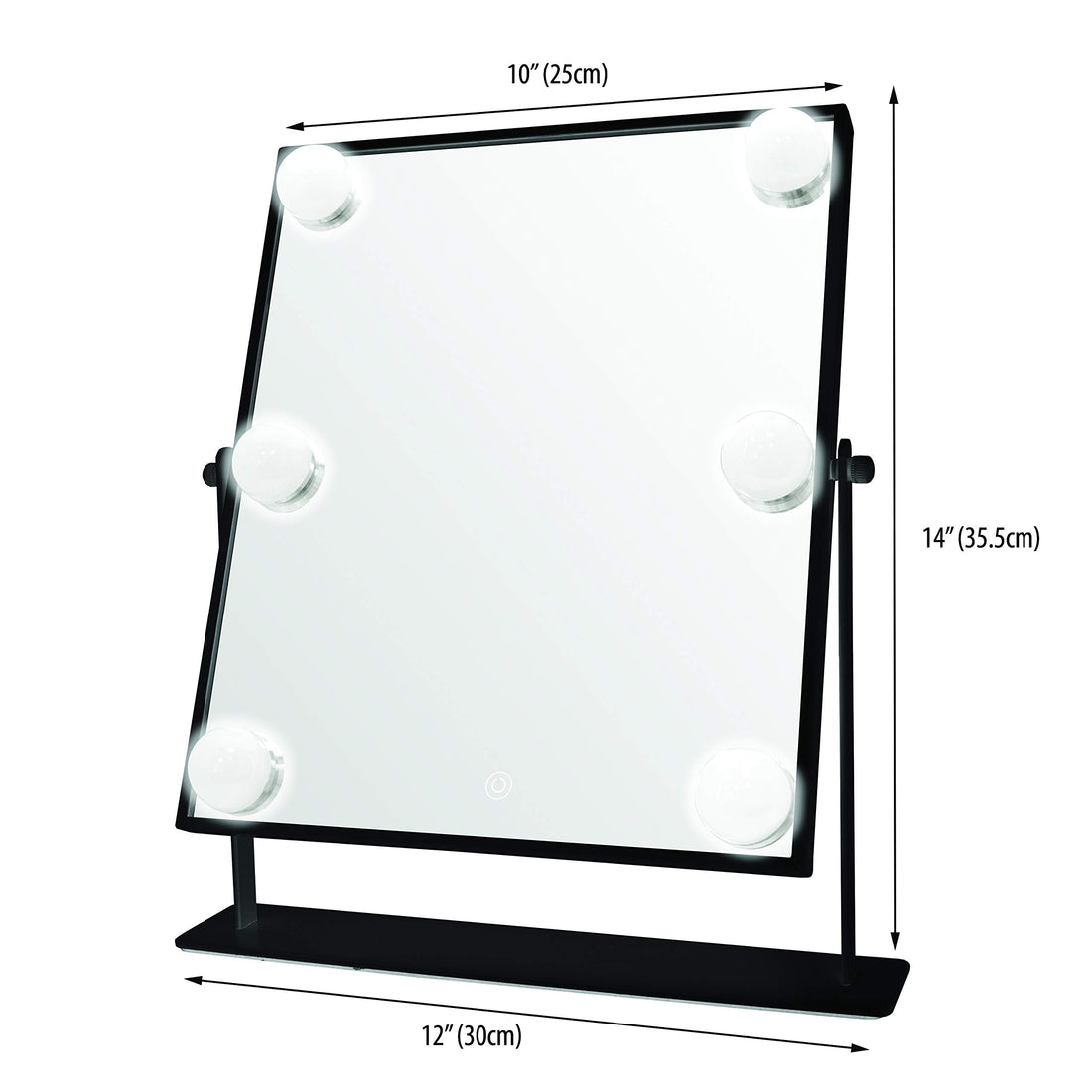 Danielle LED Hollywood Mirror- 6 Super Bright LEDs, Black