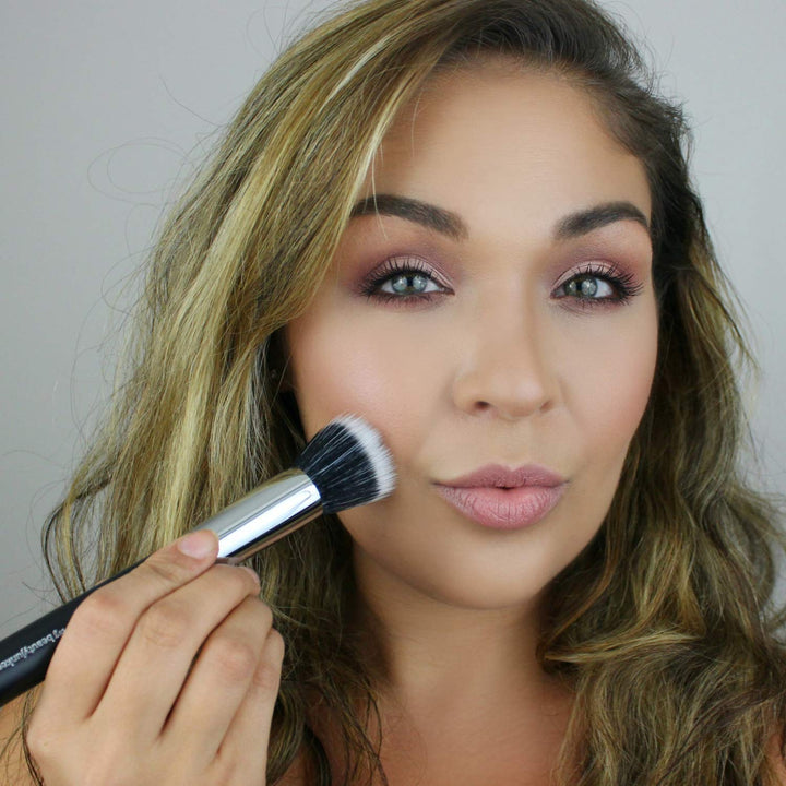 1 Pc Duo Fiber Large Stippling, Black: Beauty Junkees Pro Duo Fiber Large Stippling Makeup Brush To Blend Liquid Foundation For A Sheer Flawless Skin Perfecting Finish, Synthetic