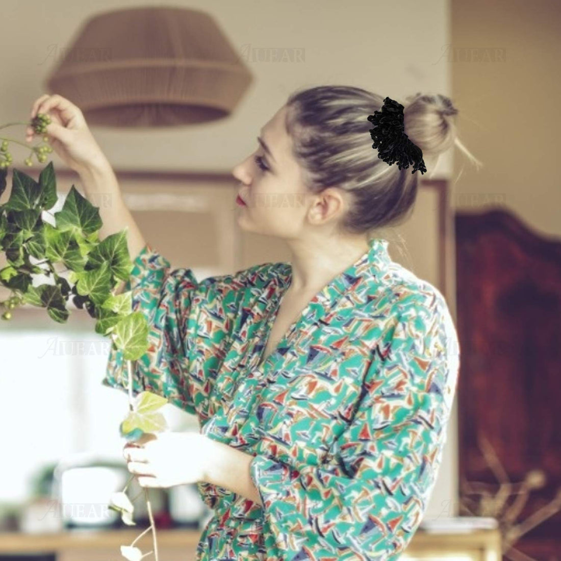 AUEAR, 2 Pack Volumising Scrunchie Big Hair Tie Ring Hijab Volumizer Khaleeji Hair Scrunchie (Black)