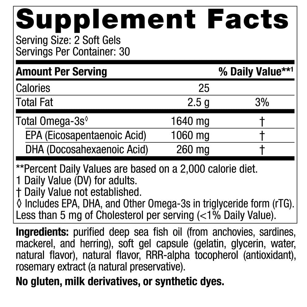 Nordic Naturals EPA Xtra, Lemon - 60 Soft Gels - 1640 mg Omega-3 - High-Intensity EPA Formula for Positive Mood, Heart Health & Healthy Immunity - Non-GMO - 30 Servings