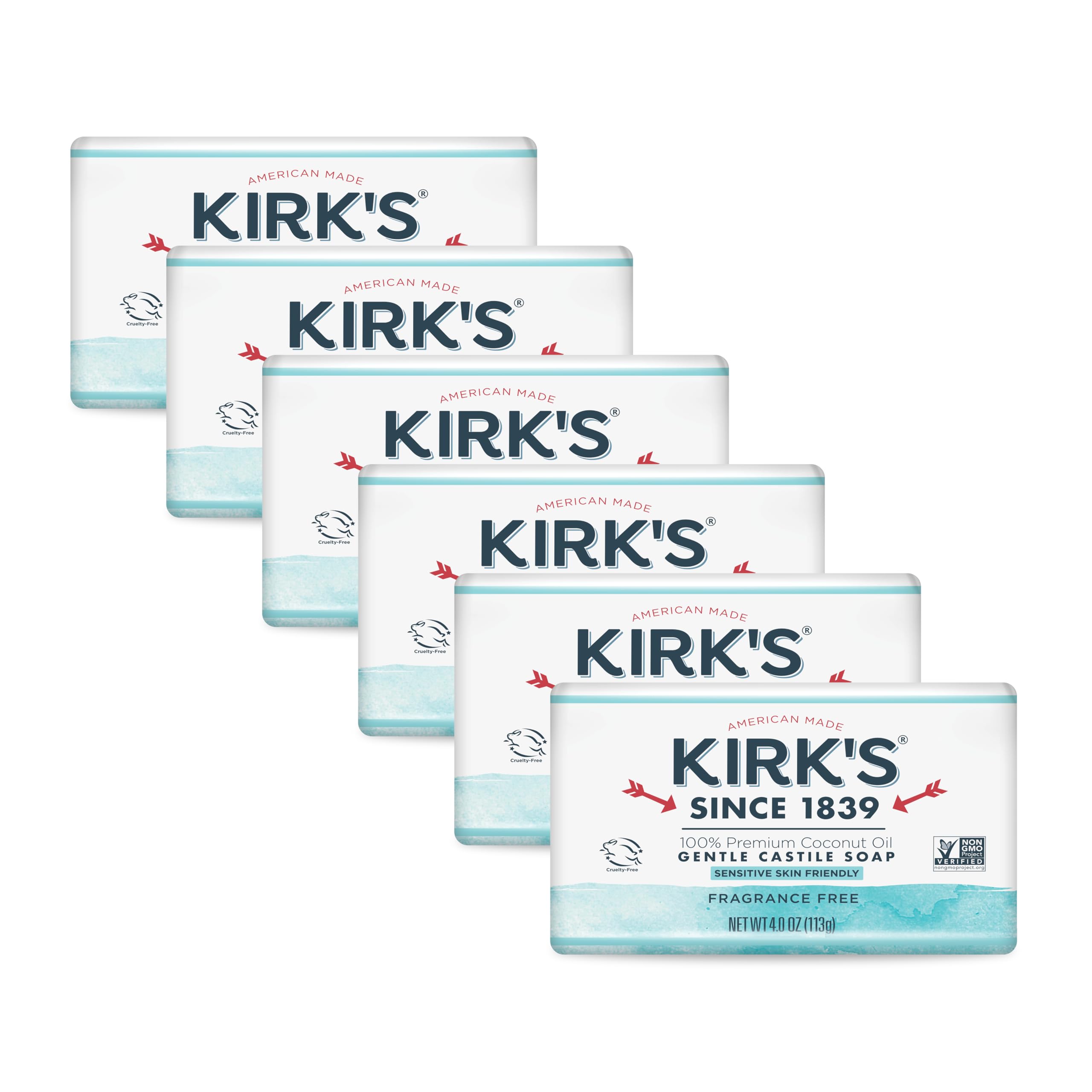 Kirk's Original Coco Castile Soap, Fragrance Free (6 Pack)